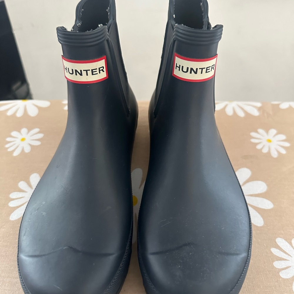 Hunter Navy Ankle Boots